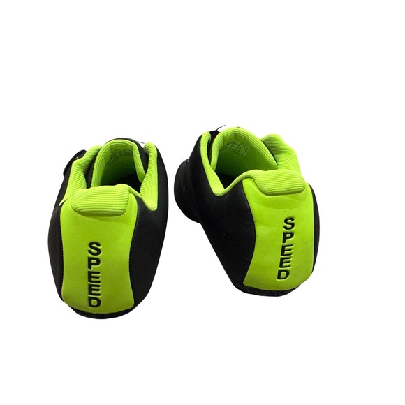 Mens Speed Cycling Shoes Black Neon Green Road Bike Compatible Cleats - Picture 3 of 6